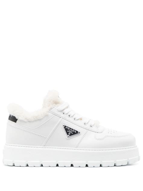 prada shear lining leather sneakers